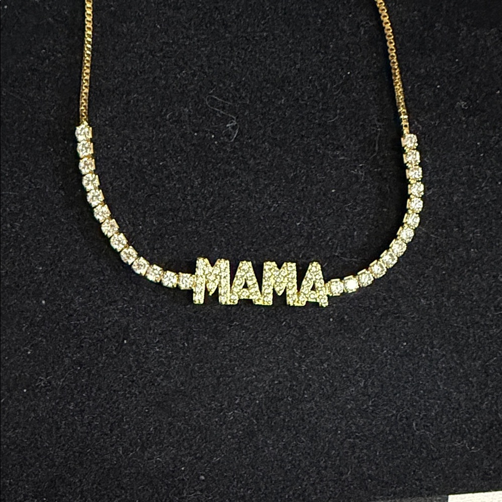 Gold Cubic Zirconia  'MAMA' Necklace